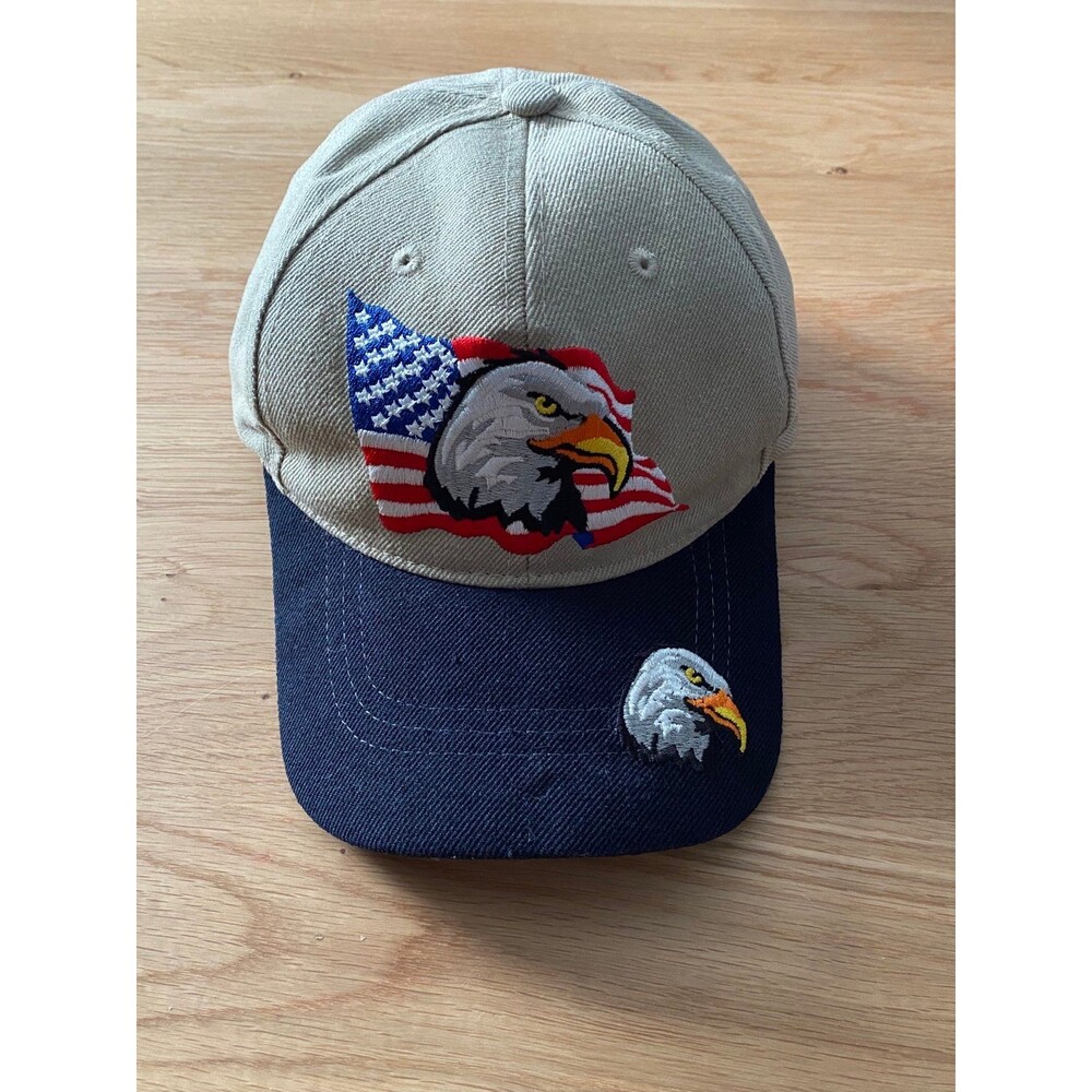 American Flag USA Bald Eagle Patriotic Hat Baseball Cap Embroidered Eagle & Flag